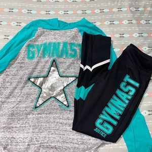 Gymnast long sleeve hoodie set with gymnast tights